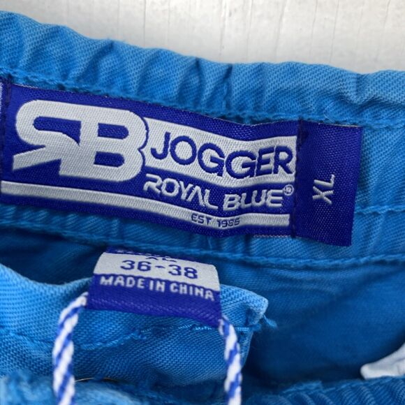 RB Royal Blue Joggers Mens XL Y2K Retro Hip Hop Skate Drawstring Pull on NEW - Picture 7 of 12